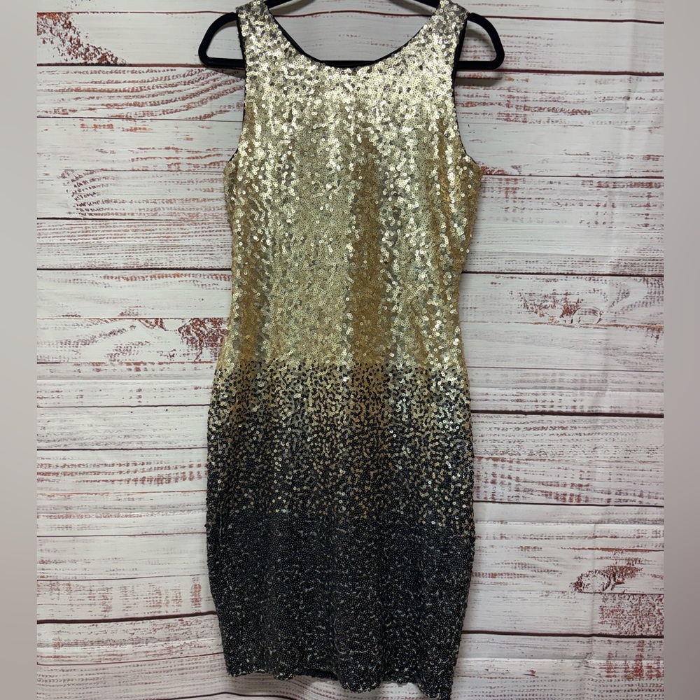 Ombré Gold and Black Sequin Dress